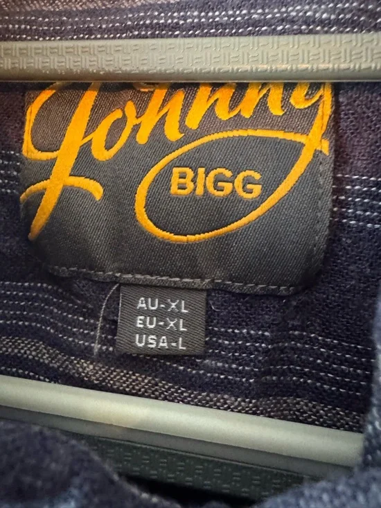 Johnny Bigg Blue Everett Stripe Linen Blend Button-Down Shirt XL NWT - Picture 4 of 7